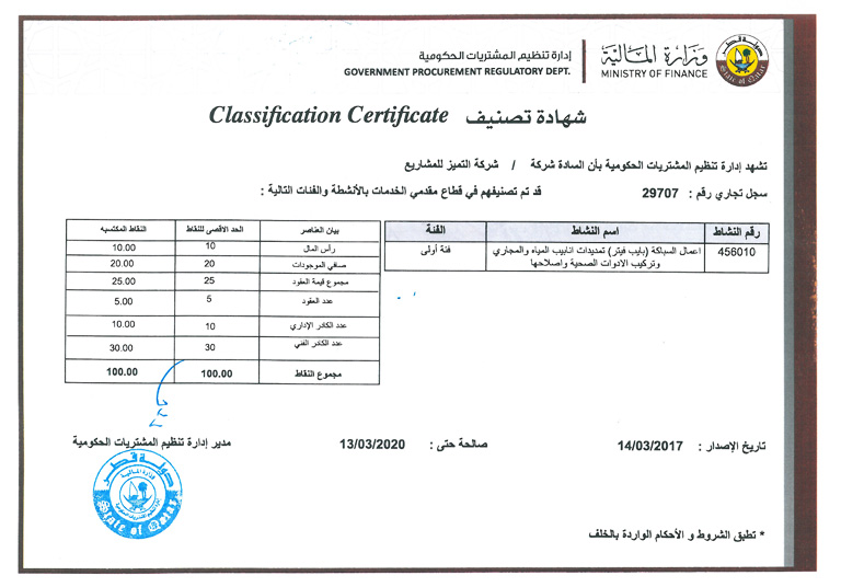 first-grade-classification-for-al-tamyoz-al-tamez-business-group